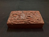 Antique Ornate Cinnabar Carved Divided Box