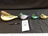 (4) Art Glass Ducks