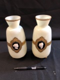 (2) Cameo Bust Vases