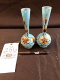 (2) Hand-Painted Bud Vases