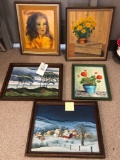 (4) Oil on Boards signed H. Jackson, (1) Oil on Board signed Thorson