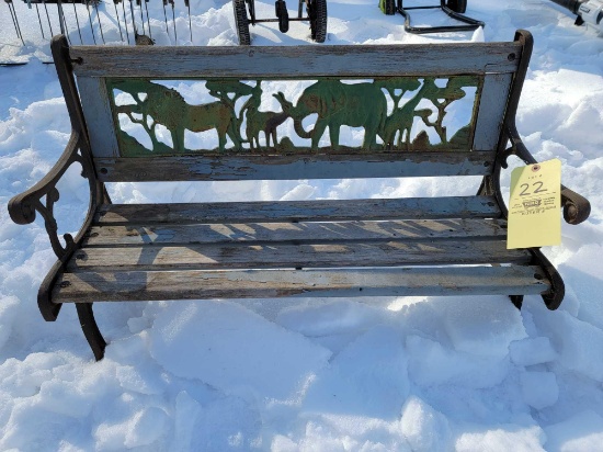 Youth Sized Bench with Safari Scene