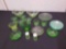 Green depression glass, mixing bowls, sherberts, plates, shakers