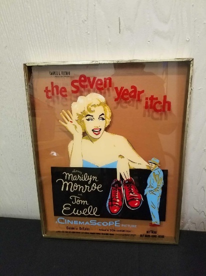 The Seven Year Itch starring Marilyn Monroe/Tom Ewell reverse painted lobby card