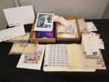 2 boxes of stamps, first day covers and letters