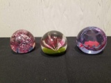 3 paperweights, 2 signed and numbered