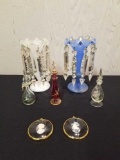 Compotes with prisims, perfumes, cameo style wall plaques