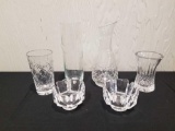 Crystal and wheel cut glassware. Vases, ashtrays, pitcher