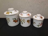 Royal Worchester Evesham canister set and teapot