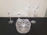 Crystal and press glass bowls, stemware