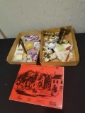 Wakefield book, candle sticks, patches, small items