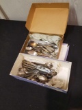 2 boxes of silverplate flatware