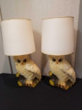 Pair of mid-century owl themed table lamps