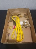 Box lot of military pins, buttons and buckles