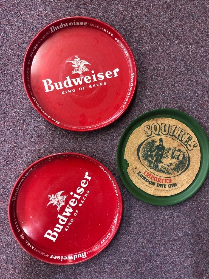 3 beer trays, Squires & Budweiser
