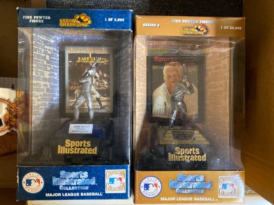 2 pewter sports illustrated collector figures, Babe Ruth, Mickey Mantle