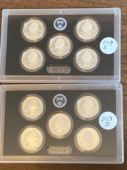 (2) State quarter proof sets (2013-S & 2014-S). Bid times two.