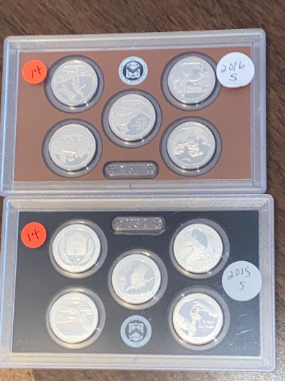 (2) State quarter proof sets (2015-S & 2016-S). Bid times two.