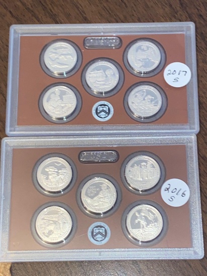 (2) State quarter silver proof sets (2016-S & 2017-S). Bid times two.