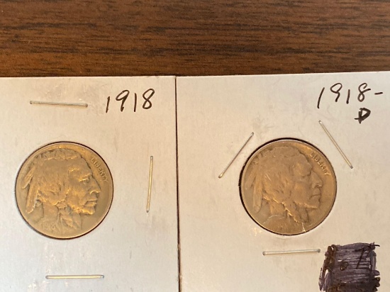 (2) Buffalo nickels (1918, 1918-D).