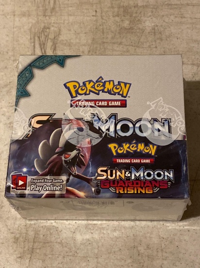 Pokemon "Sun and Moon Guardians Rising" booster box, unopened factory sealed box.