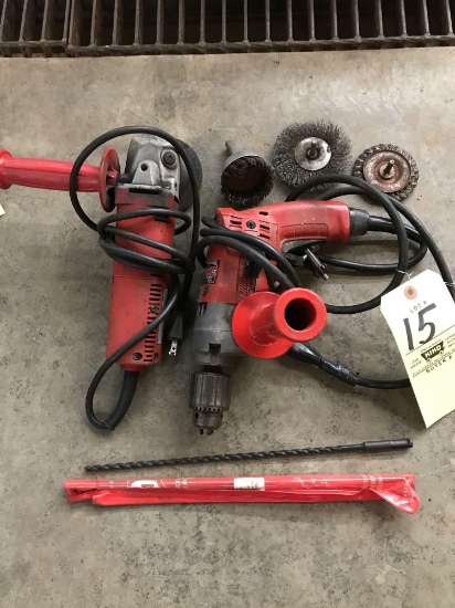 Milwaukee 4 1/2" grinder and 1/2" drill