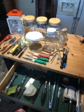 Cookie jar, canister set, knives, utensils