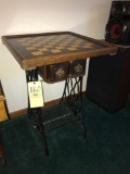 Game table with antique Singer sewing machine base