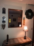 Wall mirrror, rooster lamp, wreath, wall decor