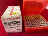 (100) Rounds Winchester 38 Special ammo, (100) 38 Special empty cartridges for reloading.