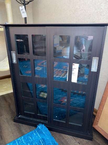 Sliding glass pane door cabinet