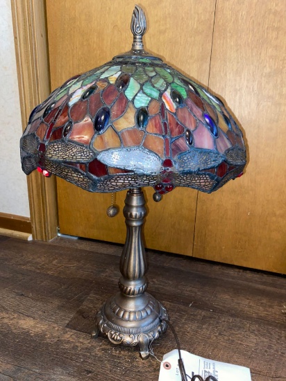 Modern Lamp with leaded glass shade