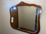 Maple framed beveled glass mirror