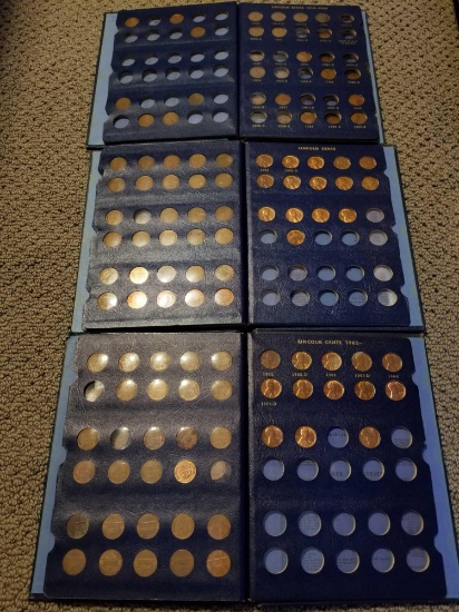 3 partial books of Lincoln and wheat cents