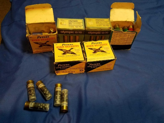 12 ga ammo, 4 full boxes and 2 partial boxes 125 plus rounds