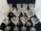 Fostoria acid etched birds of paradise scene stemmed glasses, (14) glasses total in three sizes.