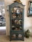 Blue China Cabinet with Floral Pattern and Man and Woman Scene