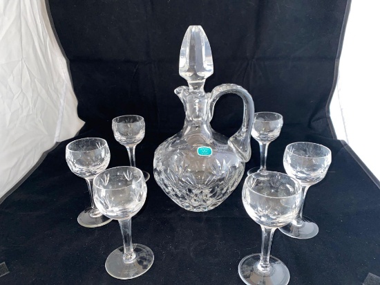 Wallace Germany 9.5" decanter w/ (6) stem glasses
