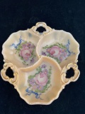 Marked Cambridge floral painted divided dish.