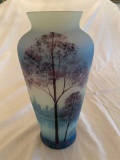 1986 Fenton glass vase, hand painted by J. Brown, #400 of 1000 made, 10.5