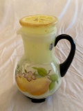 Fenton lemonade pitcher w/cup, signed by eleven Fenton family members, #77/1950