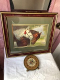 R Atkinson Fox Horse Stable Companion Art, Floral English Wall Clock