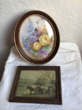 Frank F English After Glow Print, Yellow Rose Art Signed Ades