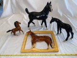 Mortens Studios horse figurines & plaque.