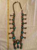 Turquoise squash blossom necklace, unmarked.