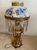 Old lamp w/ hand painted shade, 29