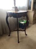 Carved Lamp Table with Inlaid Pattern