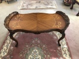 Carved Floral Inlay Sofa Table