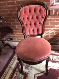 Pink Upholstered Carved Chair