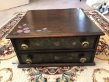 Floral Pattern Two Drawer Spool Cabinet